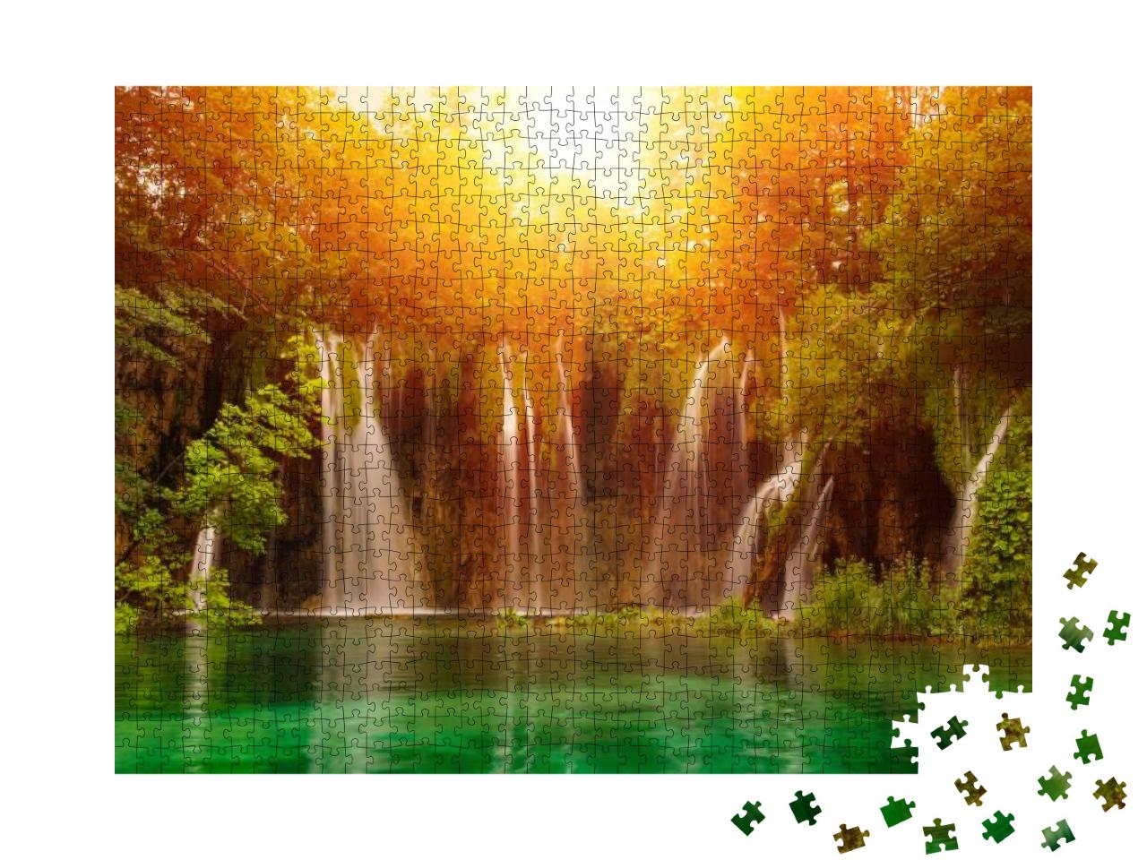 Waterfalls in National Park. Plitvice, Croatia... Jigsaw Puzzle with 1000 pieces