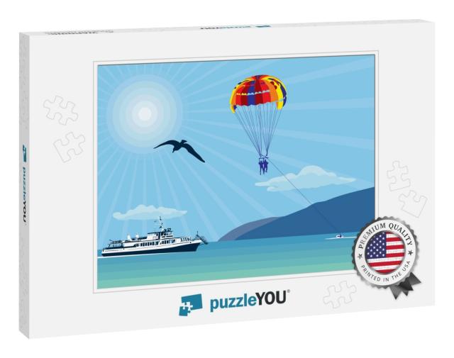 Parachute Over the Sea. Outdoor Activities Over the Sea &... Jigsaw Puzzle