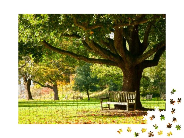 Bench Under the Tree in the Royal Botanic Gardens in Lond... Jigsaw Puzzle with 1000 pieces