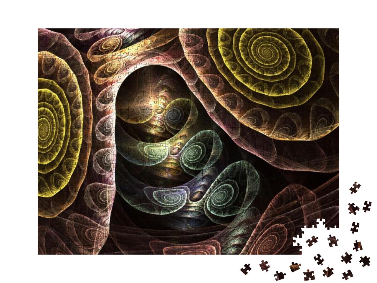 A Digital Abstract Fractal Image with a Spiral. Elegant B... Jigsaw Puzzle with 1000 pieces