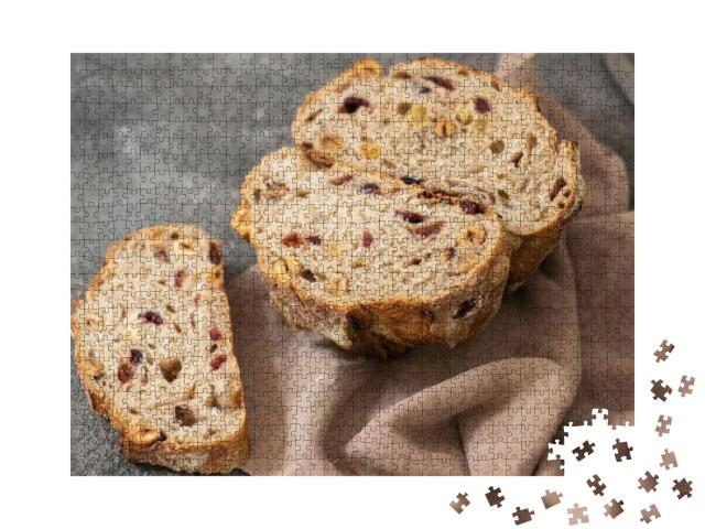 Halved Sourdough Fruit Bread with Dried Apricots, Cranber... Jigsaw Puzzle with 1000 pieces