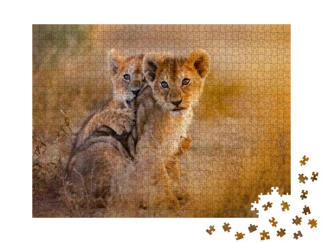 Lion Cubs Playing... Jigsaw Puzzle with 1000 pieces