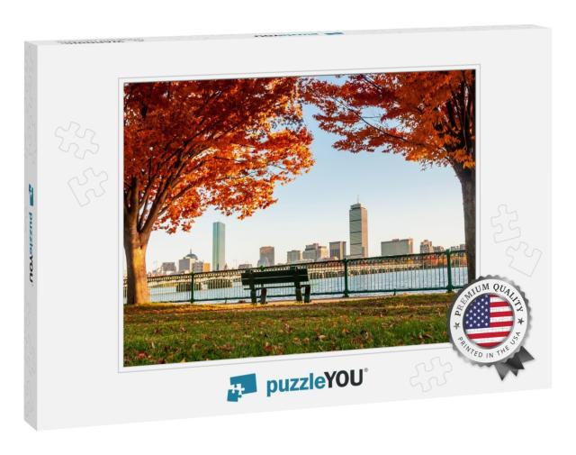 Boston Skyline in Autumn Viewed from Across the River... Jigsaw Puzzle