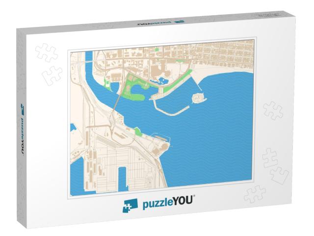 Long Beach California Printable Map Excerpt. This Vector... Jigsaw Puzzle