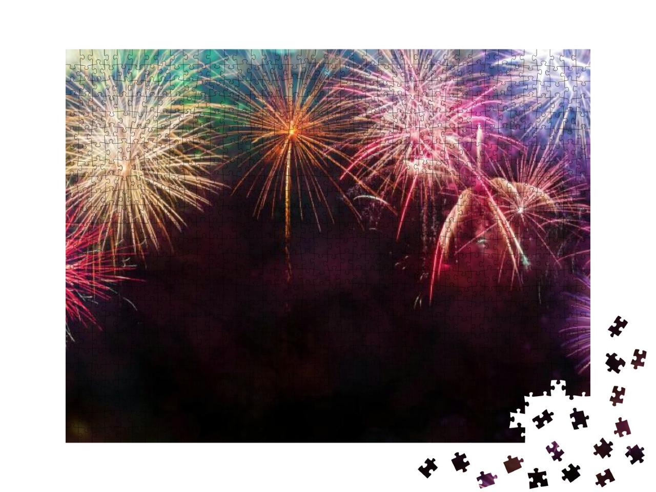 Abstract Colored Firework Background with Free Space for... Jigsaw Puzzle with 1000 pieces