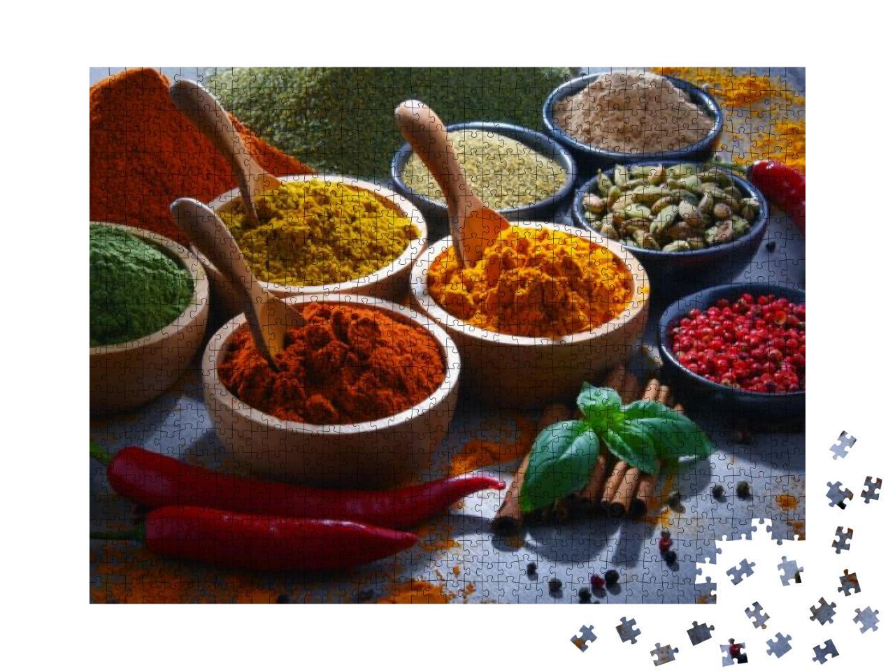 Variety of Spices on Kitchen Table... Jigsaw Puzzle with 1000 pieces