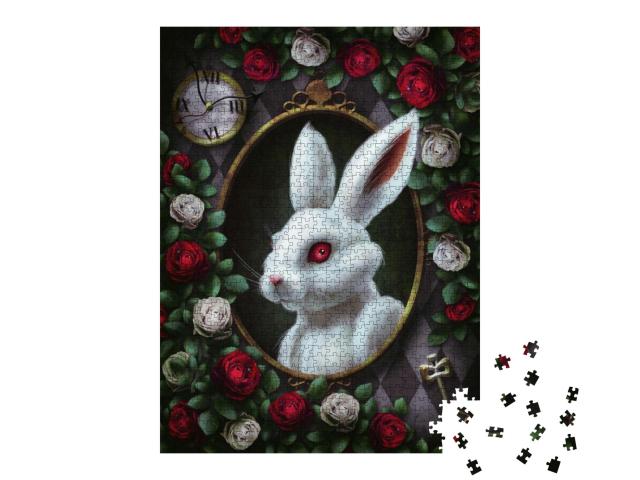White Rabbit from Alice in Wonderland. Portrait in Oval F... Jigsaw Puzzle with 1000 pieces