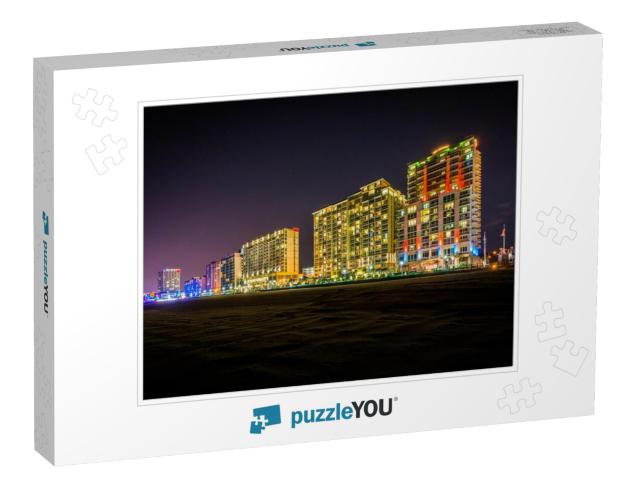 Highrise Hotels on the Oceanfront At Night, in Virginia B... Jigsaw Puzzle