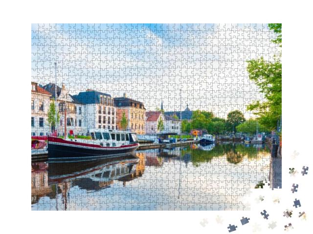 Boats Drop Anchor in a Haven, Oldenburg, Germany... Jigsaw Puzzle with 1000 pieces