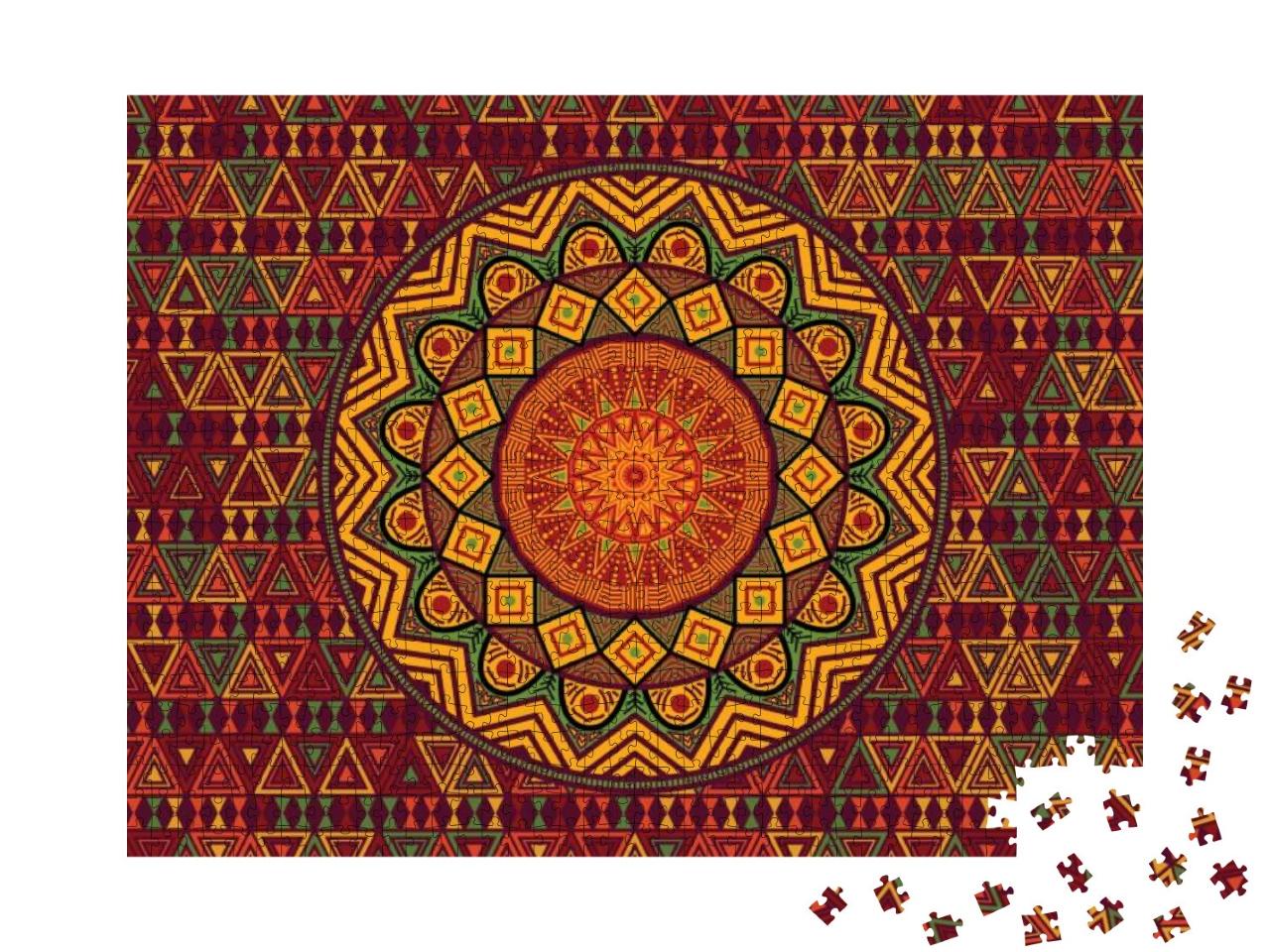 Africa Mandala Circular Pattern in Colorful Pattern. Poly... Jigsaw Puzzle with 1000 pieces