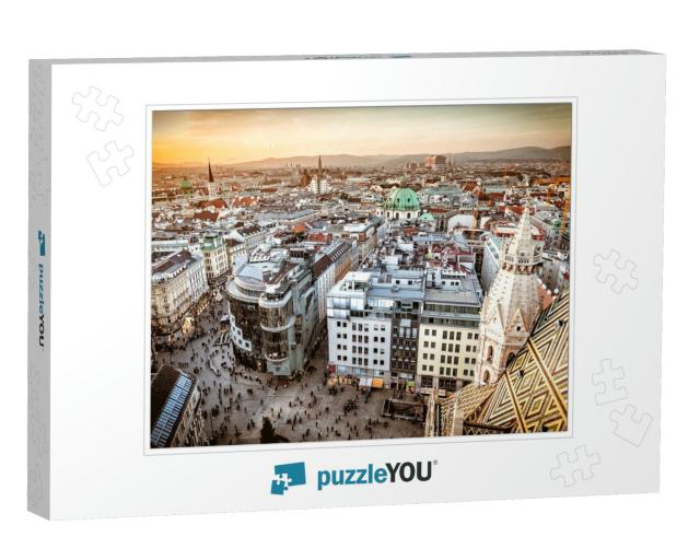 Vienna At Sunset, Aerial View from Above the City... Jigsaw Puzzle