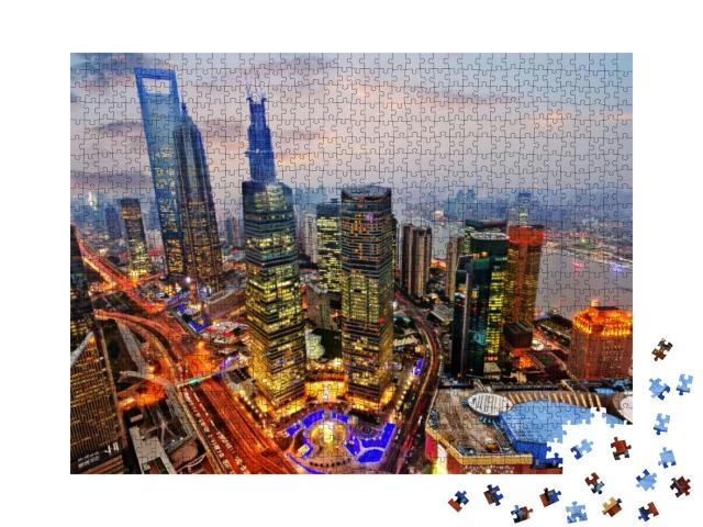 View from the Oriental Pearl Tv Tower. Shanghai Lujiazui... Jigsaw Puzzle with 1000 pieces