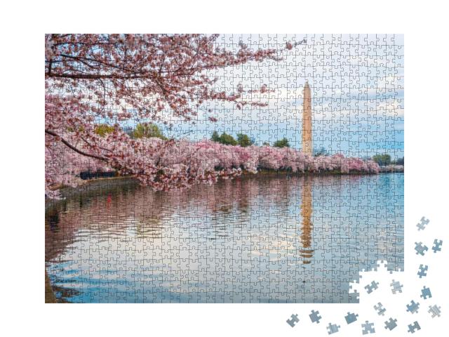 Washington Dc, USA At the Tidal Basin with Washington Monu... Jigsaw Puzzle with 1000 pieces