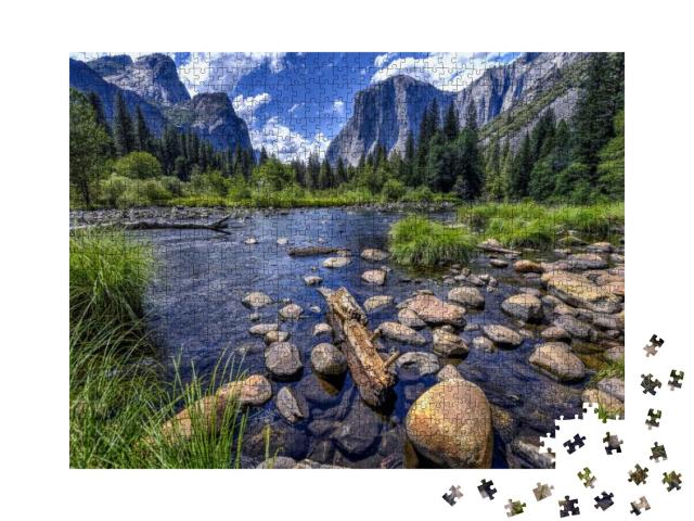 High Mountain Lake Valley Trail in Outdoor Landscape... Jigsaw Puzzle with 1000 pieces