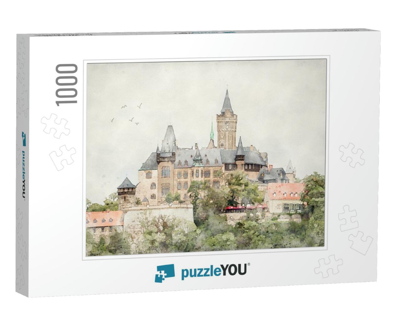 The Picturesque Castle of Wernigerode, High Above Town. W... Jigsaw Puzzle with 1000 pieces