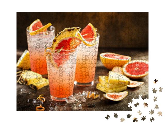 Grapefruit & Pineapple Cocktail or Mocktail, Refreshing D... Jigsaw Puzzle with 1000 pieces