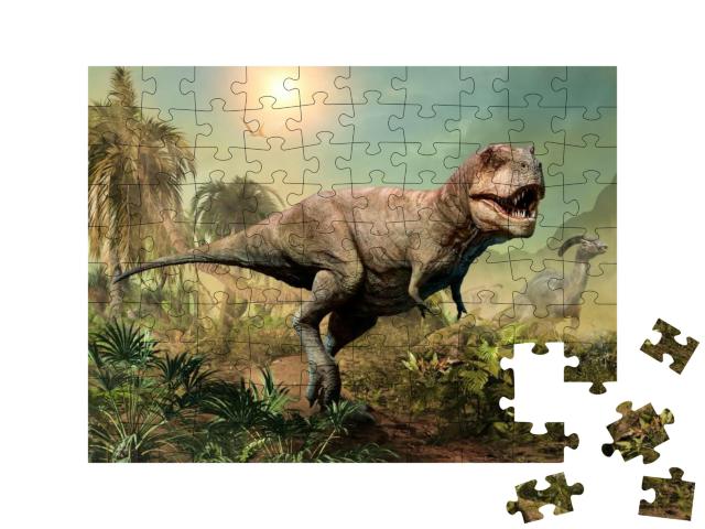 Tyrannosaurus Rex Scene 3D Illustration... Jigsaw Puzzle with 100 pieces