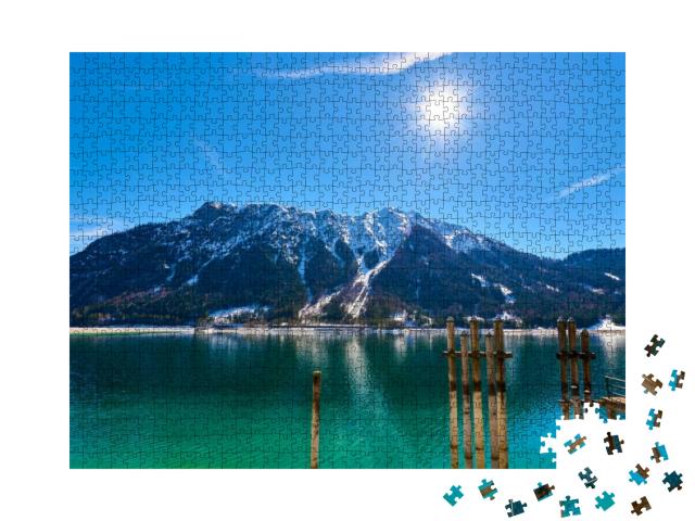 Pier Near of Lake Achen on a Sunny Day in the Austrian Al... Jigsaw Puzzle with 1000 pieces