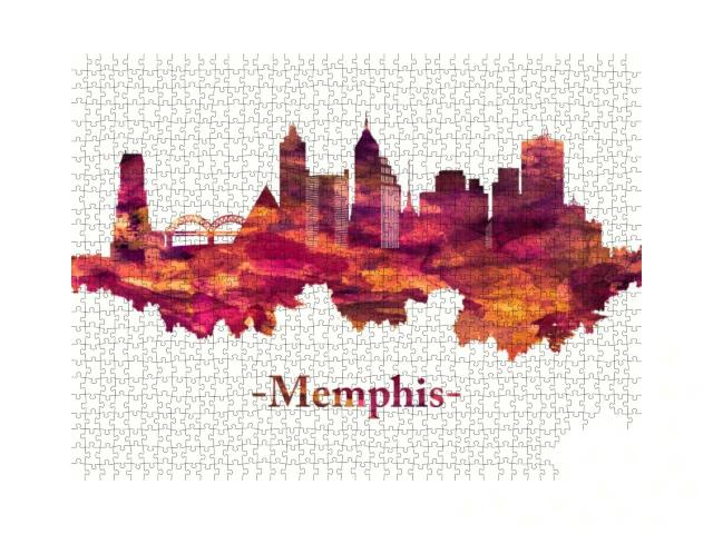 Red Skyline of Memphis, a City on the Mississippi River i... Jigsaw Puzzle with 1000 pieces