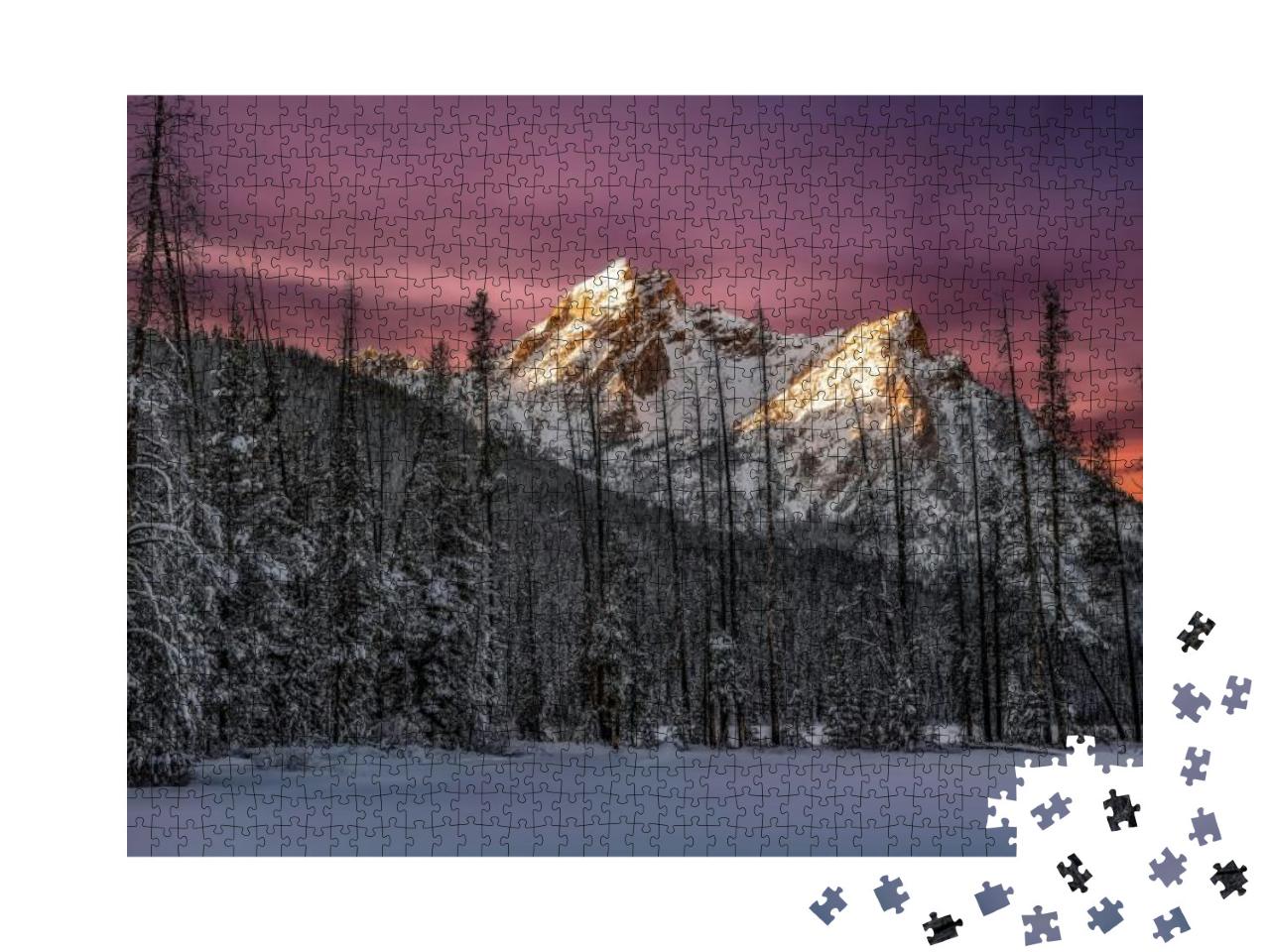 Snow Covered Forest Before a Magnificent Peak in Idaho's... Jigsaw Puzzle with 1000 pieces