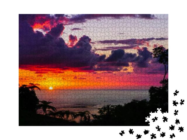 Spectacular Sunset View in Warm Red, Orange & Purple Tone... Jigsaw Puzzle with 1000 pieces