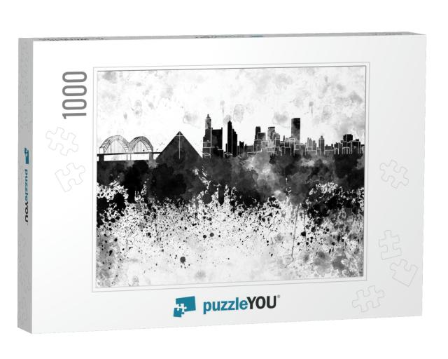 Memphis Skyline in Black Watercolor... Jigsaw Puzzle with 1000 pieces