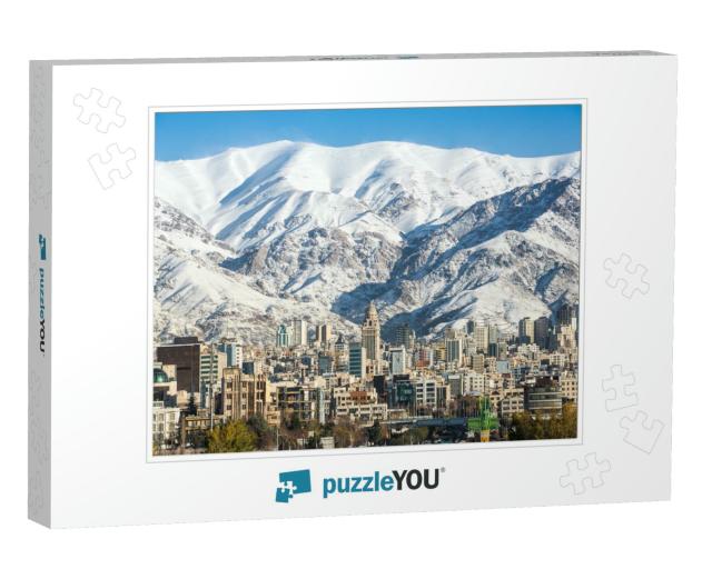 Winter Tehran View with a Snow Covered Alborz Mountains o... Jigsaw Puzzle