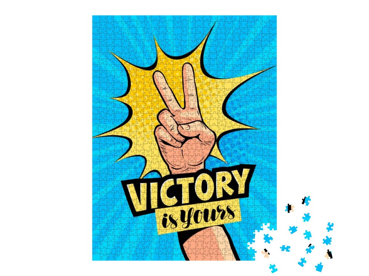 Victory is Yours, Lettering. Motivation Poster, Drawn in... Jigsaw Puzzle with 1000 pieces