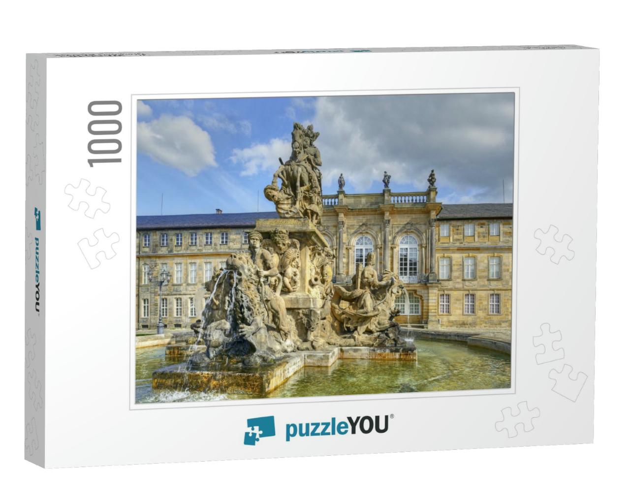 Bayreuth - Fountain & New Palace Neues Schloss, Seat of t... Jigsaw Puzzle with 1000 pieces