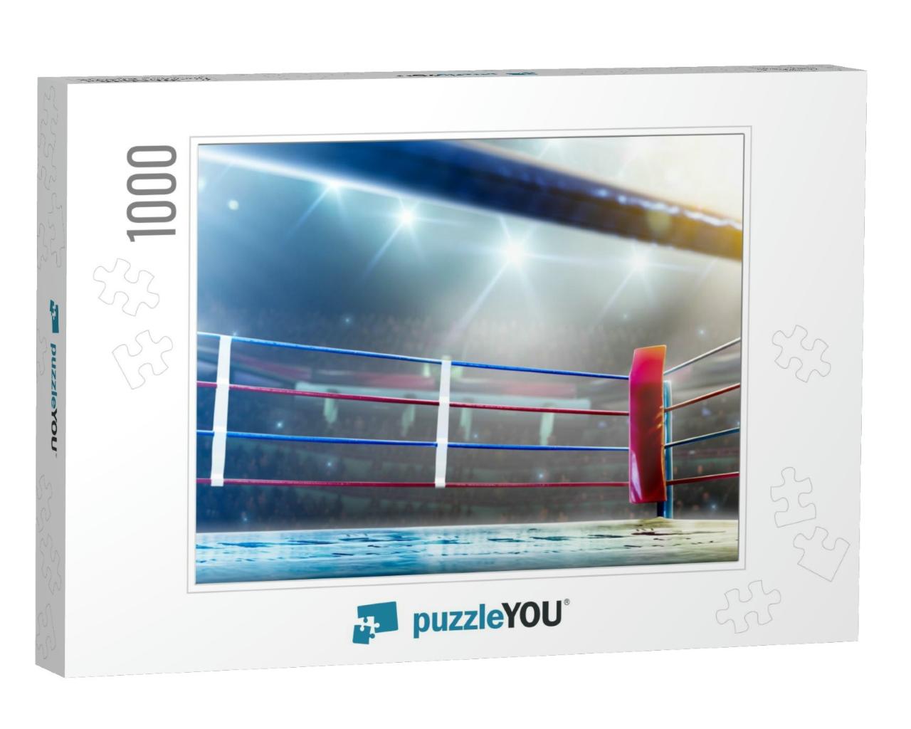 International Professional Boxing Ring in Bright Lights 3... Jigsaw Puzzle with 1000 pieces