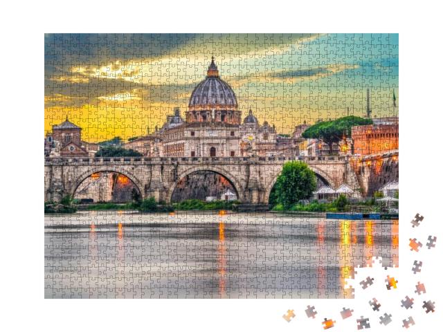 St. Peters Basilica & Ponte Vittorio Emanuele Ii Bridge i... Jigsaw Puzzle with 1000 pieces
