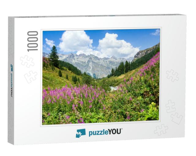 Beautiful Landscape with Mountains & Flowers, Upper Engad... Jigsaw Puzzle with 1000 pieces