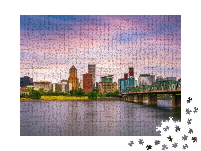 Portland, Oregon, USA Skyline At Dusk on the Willamette Ri... Jigsaw Puzzle with 1000 pieces