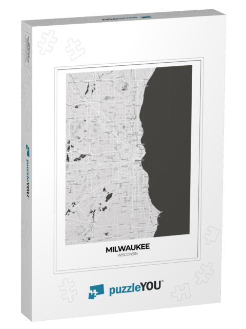 Poster Milwaukee - Wisconsin Map. Road Map. Illustration... Jigsaw Puzzle