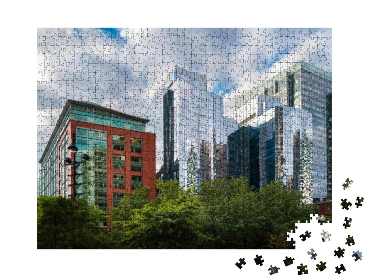 Boston Skyline & Cityscape Over the Green Park. Abstract... Jigsaw Puzzle with 1000 pieces