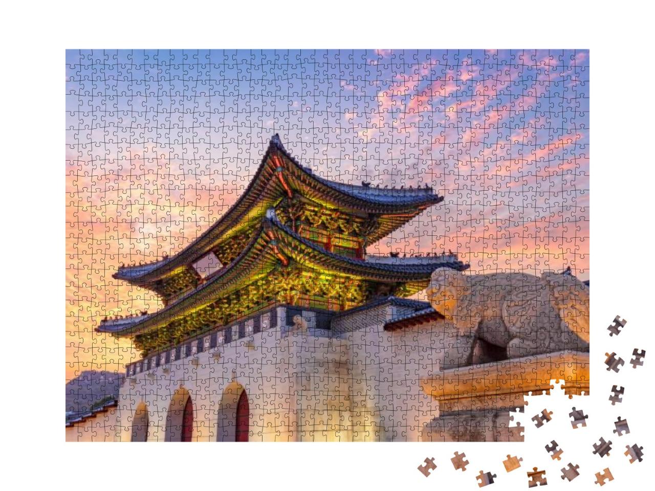The Gate of Gyeongbokgung Palace At Twilight Seoul South... Jigsaw Puzzle with 1000 pieces