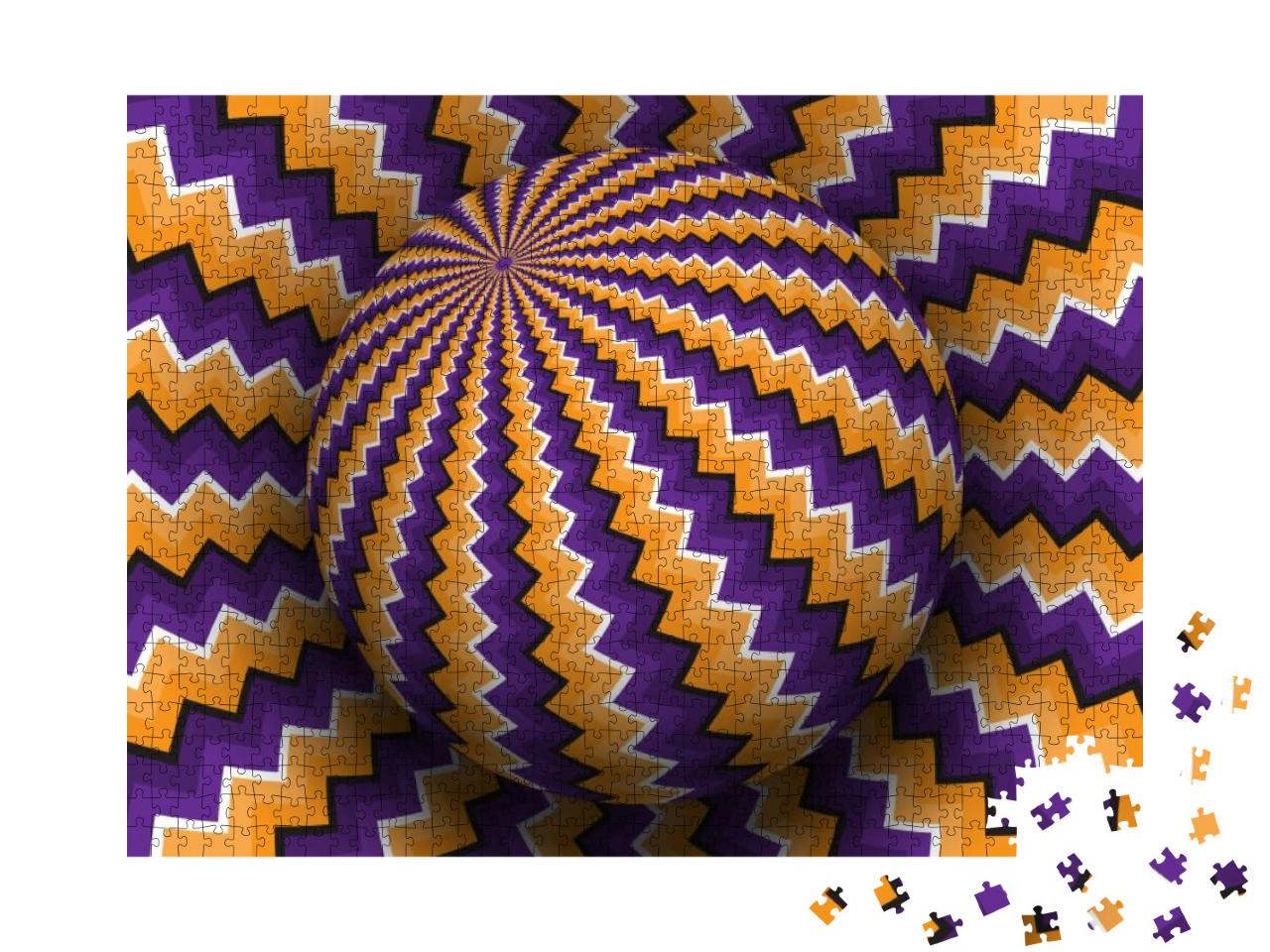 Optical Illusion Vector Illustration. Purple Orange Zigza... Jigsaw Puzzle with 1000 pieces