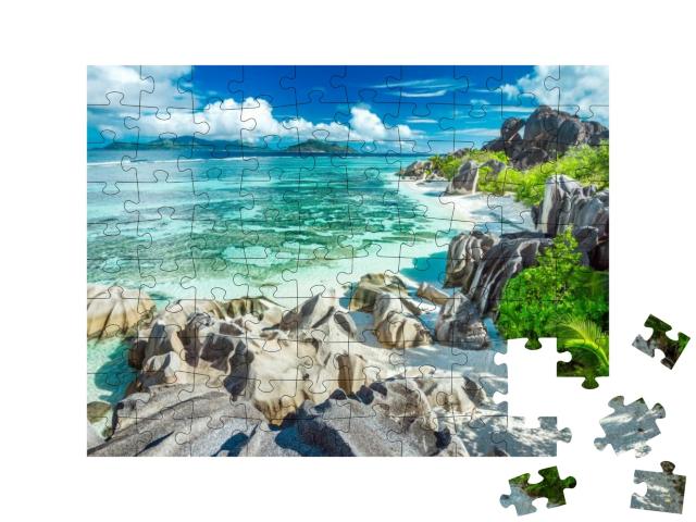 The Most Beautiful Beach of Seychelles - Anse Source Darg... Jigsaw Puzzle with 100 pieces