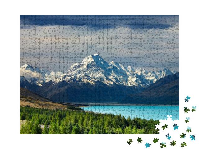 Mount Cook & Pukaki Lake, New Zealand... Jigsaw Puzzle with 1000 pieces
