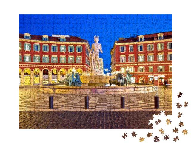 City of Nice Place Massena Square & Fountain Du Soleil Ev... Jigsaw Puzzle with 1000 pieces