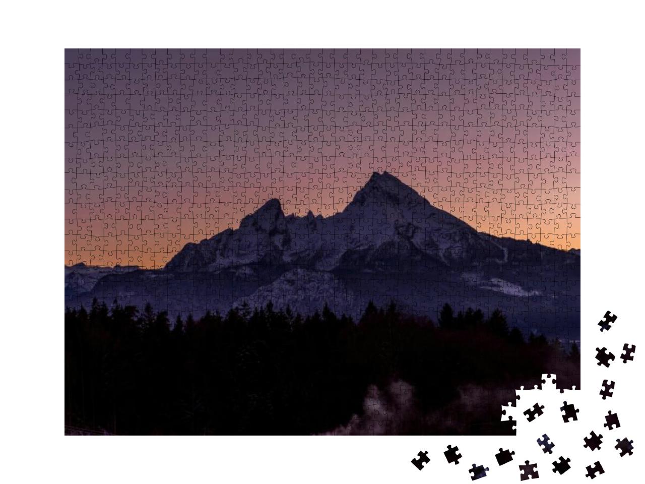 Sunset Over Watzmann, Berchtesgaden, Bavaria, Germany... Jigsaw Puzzle with 1000 pieces