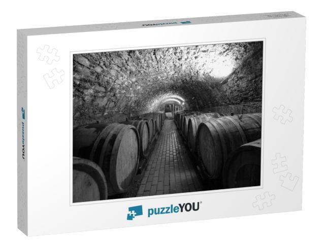 Wine Barrels in a Wine Cellar. Small Production. Undergro... Jigsaw Puzzle