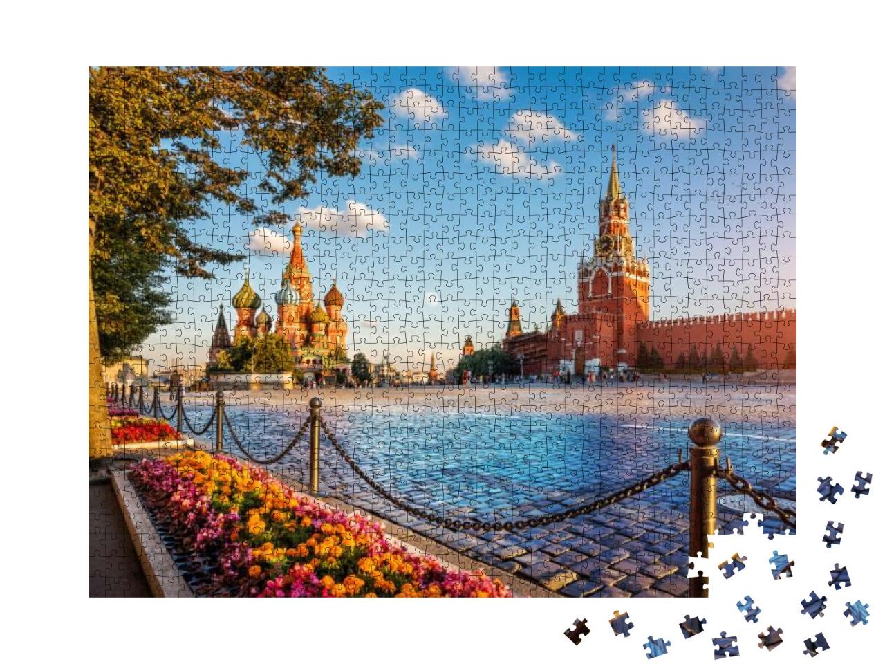 St. Basils Cathedral & Spassky Tower on Red Square in Mos... Jigsaw Puzzle with 1000 pieces