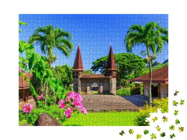 Marquesas Islands, Nuku Hiva. Notre Dame Cathedral. Frenc... Jigsaw Puzzle with 1000 pieces