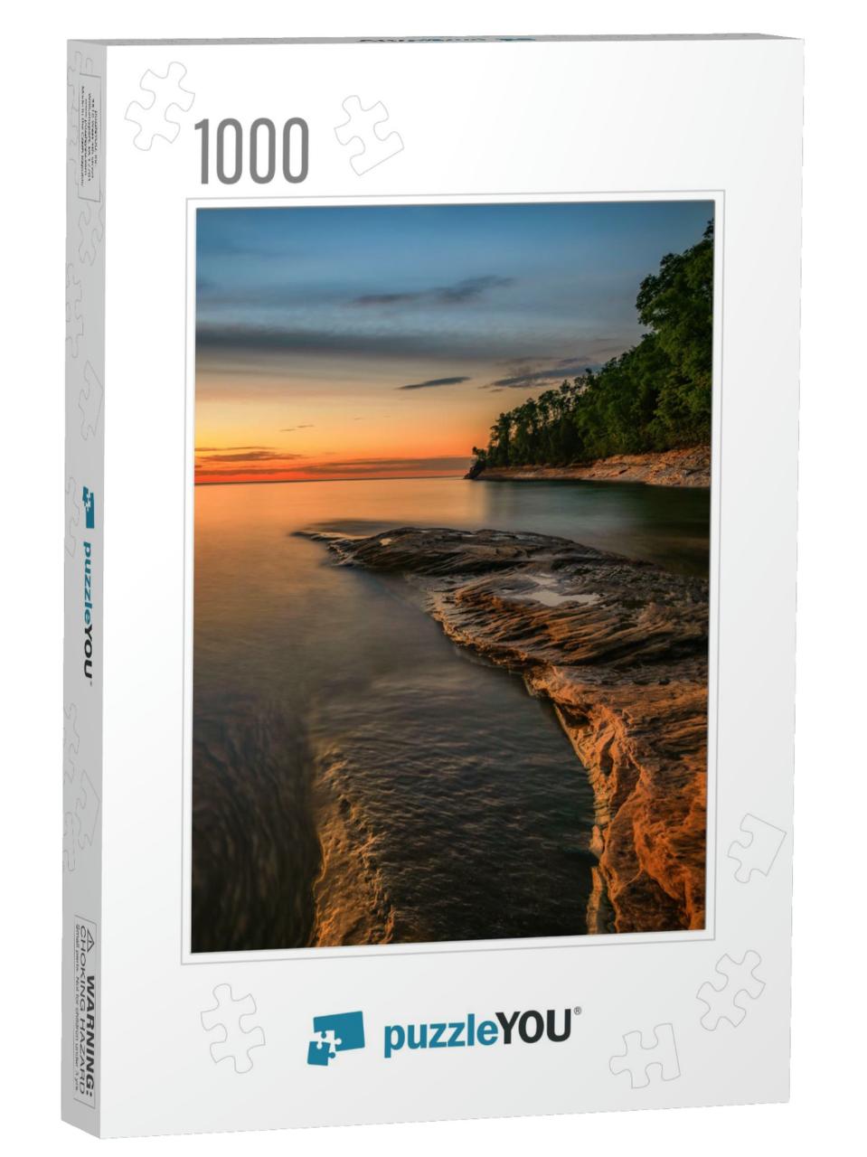 Twilight At Pictured Rocks Lake Superior, Lake Super... Jigsaw Puzzle with 1000 pieces