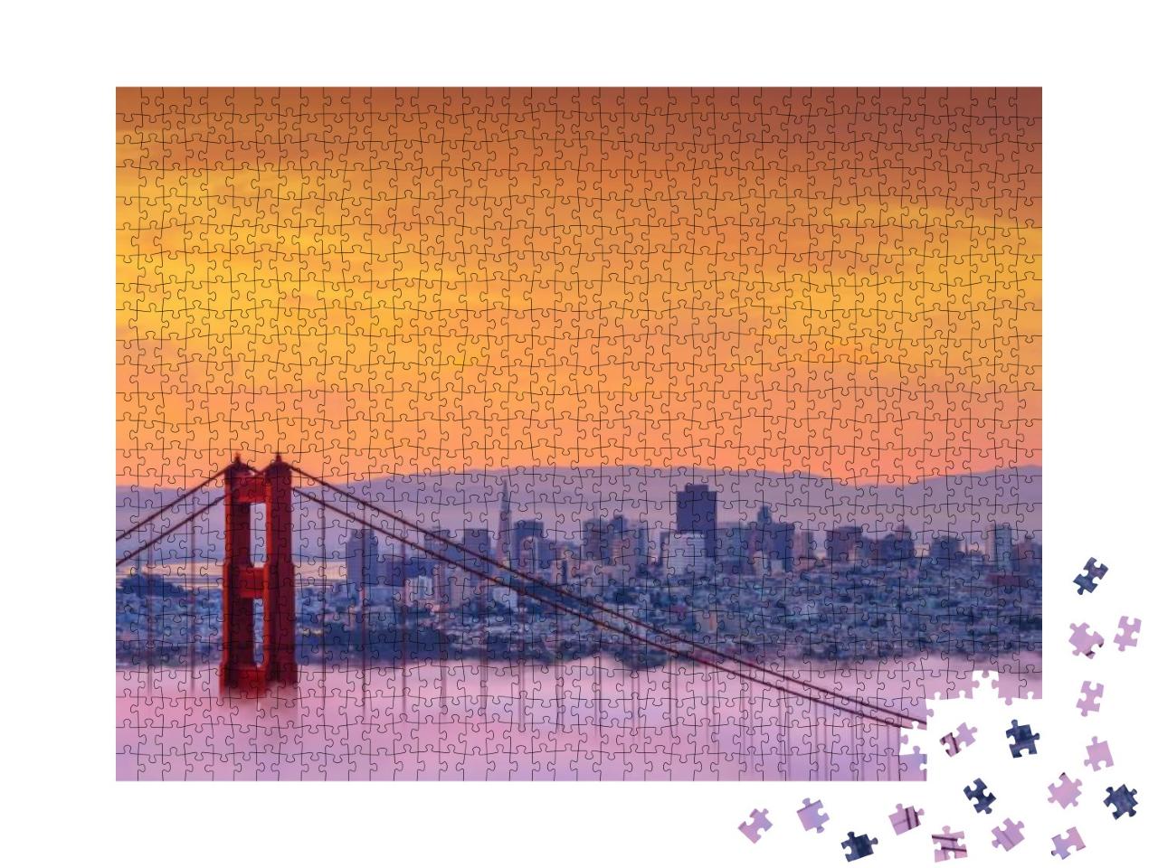 Early Morning Low Fog At Golden Gate Bridge... Jigsaw Puzzle with 1000 pieces