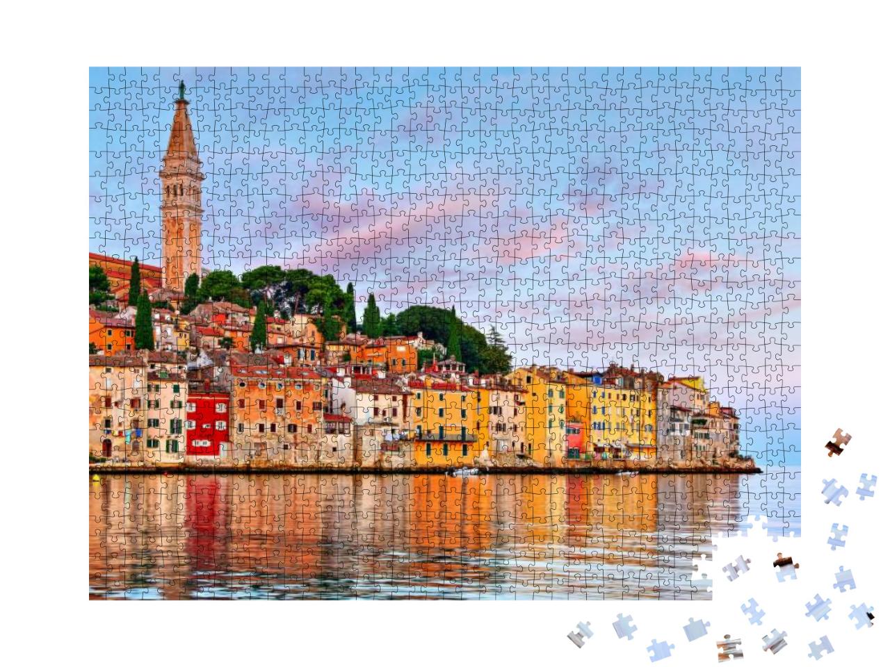 Rovinj Croatia. Sunrise Sky Above Vintage Town At Istria... Jigsaw Puzzle with 1000 pieces