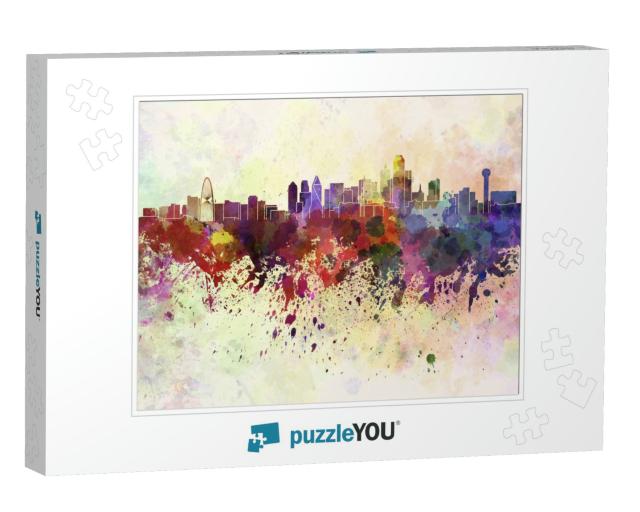 Dallas Skyline in Watercolor Background... Jigsaw Puzzle