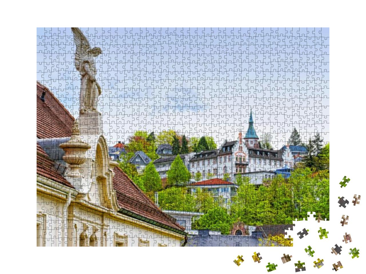 Panoramic View of Baden-Baden City & the Angel Sculpture... Jigsaw Puzzle with 1000 pieces