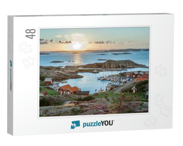 Fishing Harbor of Swedish Skerry Island of Ramsoe, Wester... Jigsaw Puzzle with 48 pieces